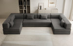 Lade das Bild in den Galerie-Viewer, Luxuriöses Designer U-Sofa Lazy in Bouclé-Stoff mit Schlaffunktion und Stauraum