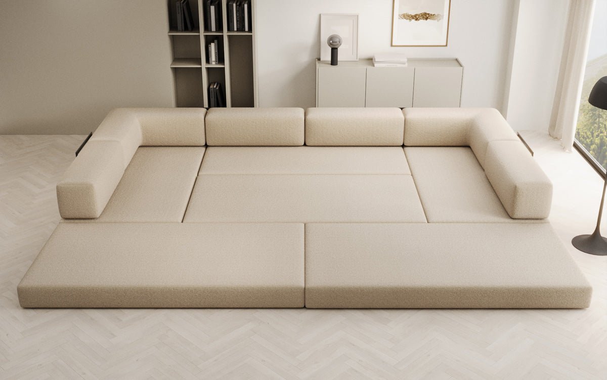 Luxuriöses Designer U-Sofa Lazy Bouclé: Modern, Gemütlich, Vielseitig, mit Schlaffunktion