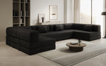 Lade das Bild in den Galerie-Viewer, Luxuriöses Designer U-Sofa Lazy in Bouclé-Stoff mit Schlaffunktion und Stauraum