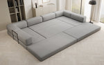 Lade das Bild in den Galerie-Viewer, Luxuriöses Designer U-Sofa Lazy in Bouclé-Stoff mit Schlaffunktion und Stauraum
