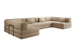 Lade das Bild in den Galerie-Viewer, Luxuriöses Designer U-Sofa Lazy in Bouclé-Stoff mit Schlaffunktion und Stauraum