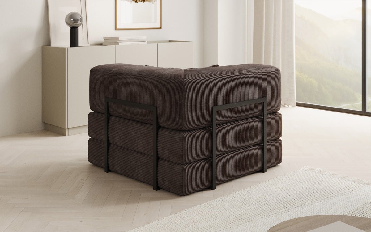 Gemütlicher Designer Cord Sessel mit Lazy Funktion für modernes Wohnzimmer