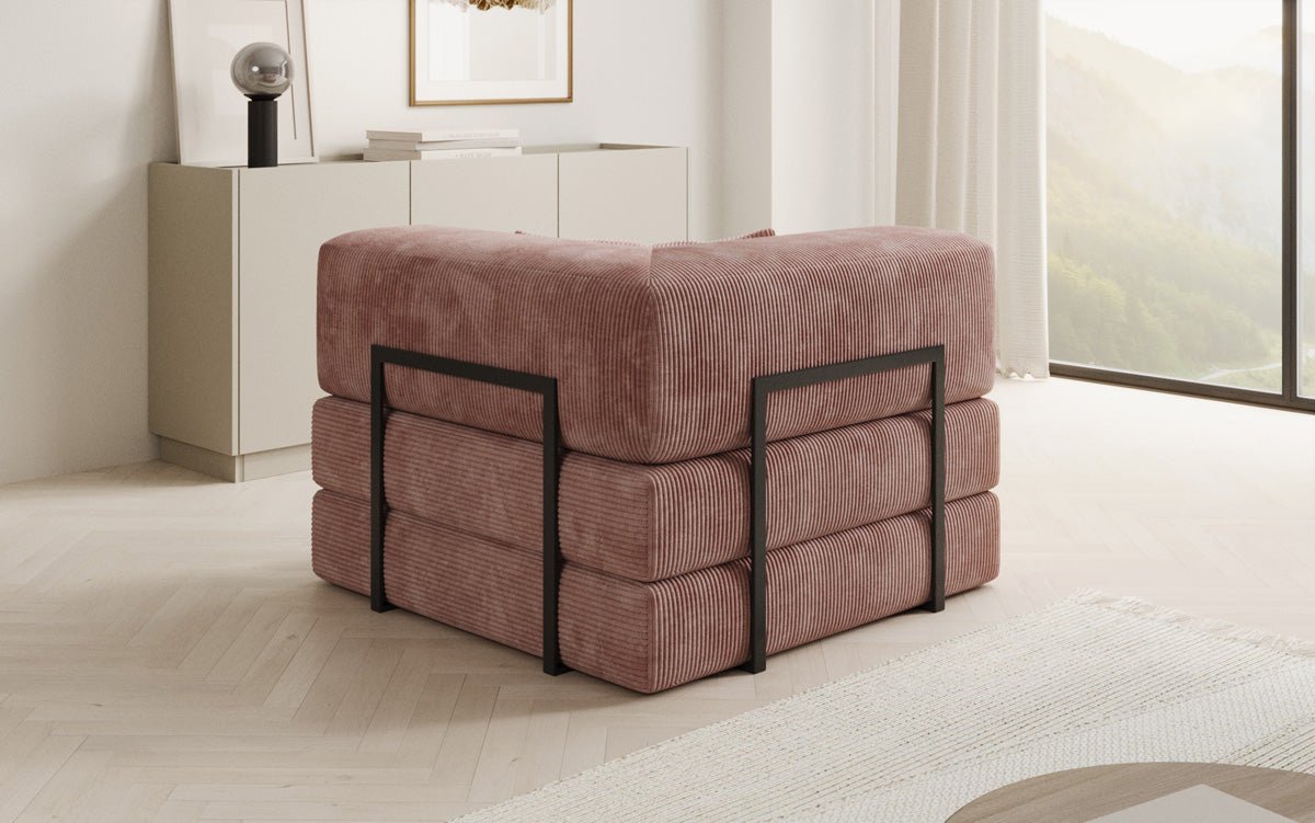 Gemütlicher Designer Cord Sessel mit Lazy Funktion für modernes Wohnzimmer