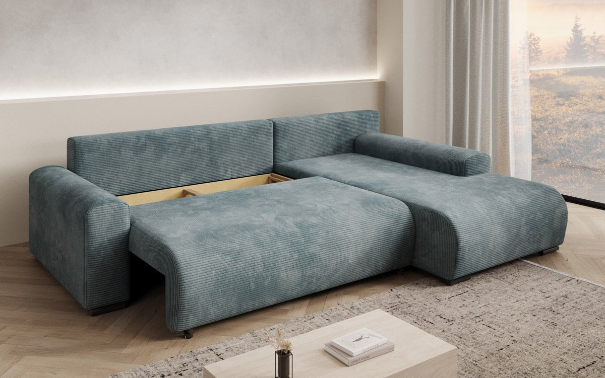 Luxuriöses Designer-Schlafsofa 'Nelly' mit Funktionen und praktischem Stauraum