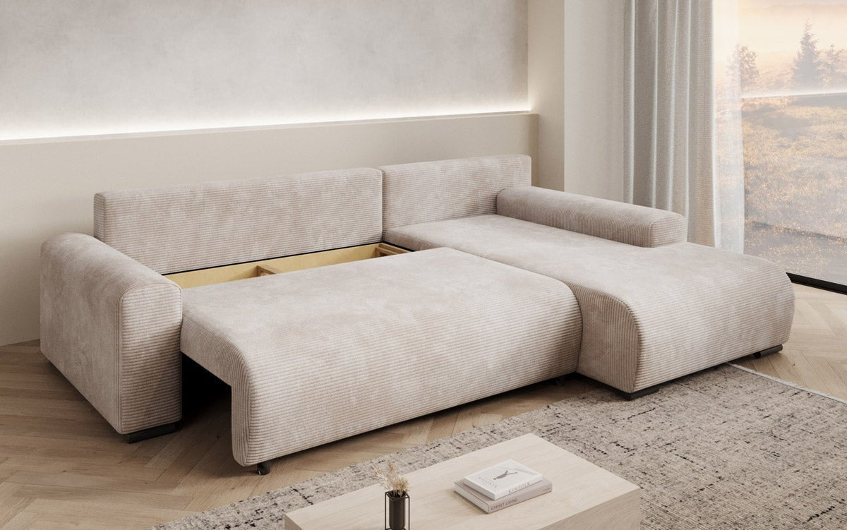 Luxuriöses Designer-Schlafsofa 'Nelly' mit Funktionen und praktischem Stauraum