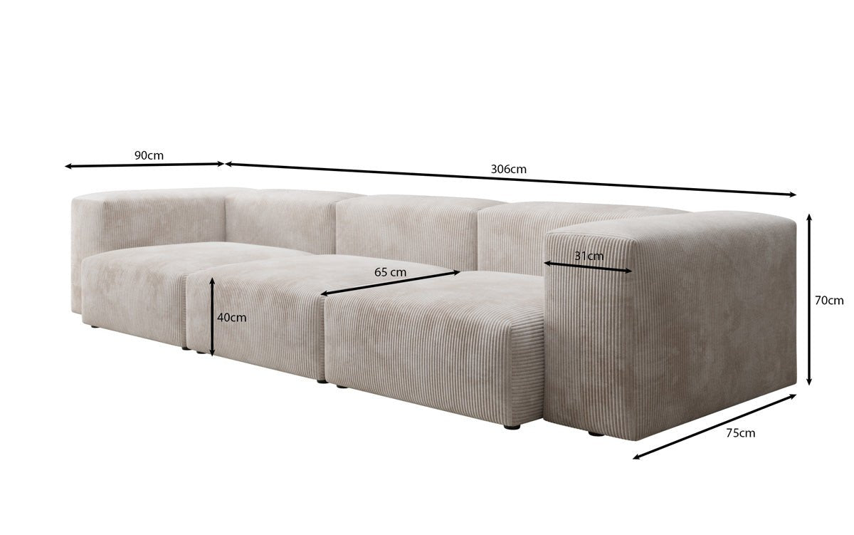 Gemütliches Designer 3-Sitzer Cordsofa Snug für modernes Wohnzimmer – Stilvoller Komfort