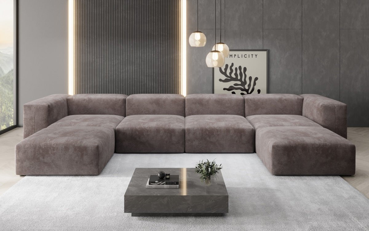 Luxuriöses Designer U-Sofa Snug aus Cordstoff – Gemütlichkeit trifft Stil