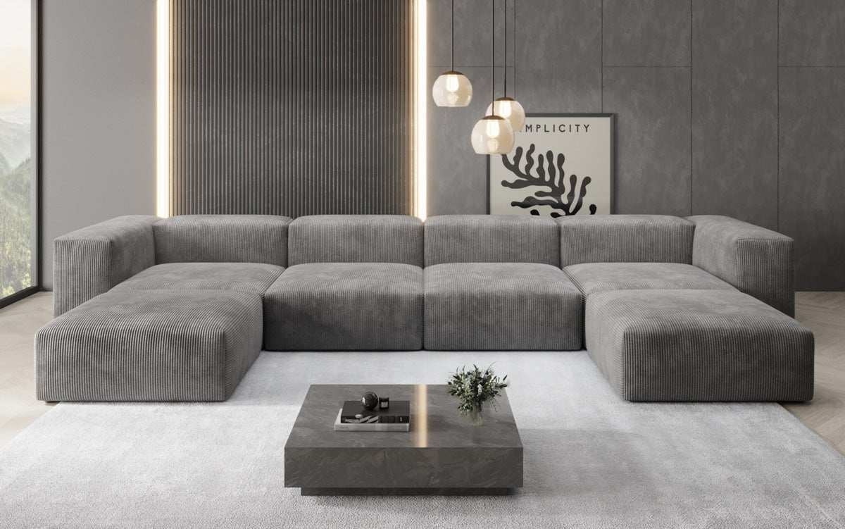 Luxuriöses U-Sofa Snug im Cord-Design – Modern, Gemütlich, Großzügig für Ihr Wohnzimmer
