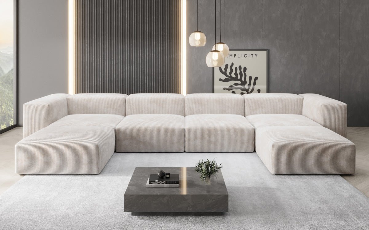 Luxuriöses U-Sofa Snug im Cord-Design – Modern, Gemütlich, Großzügig für Ihr Wohnzimmer