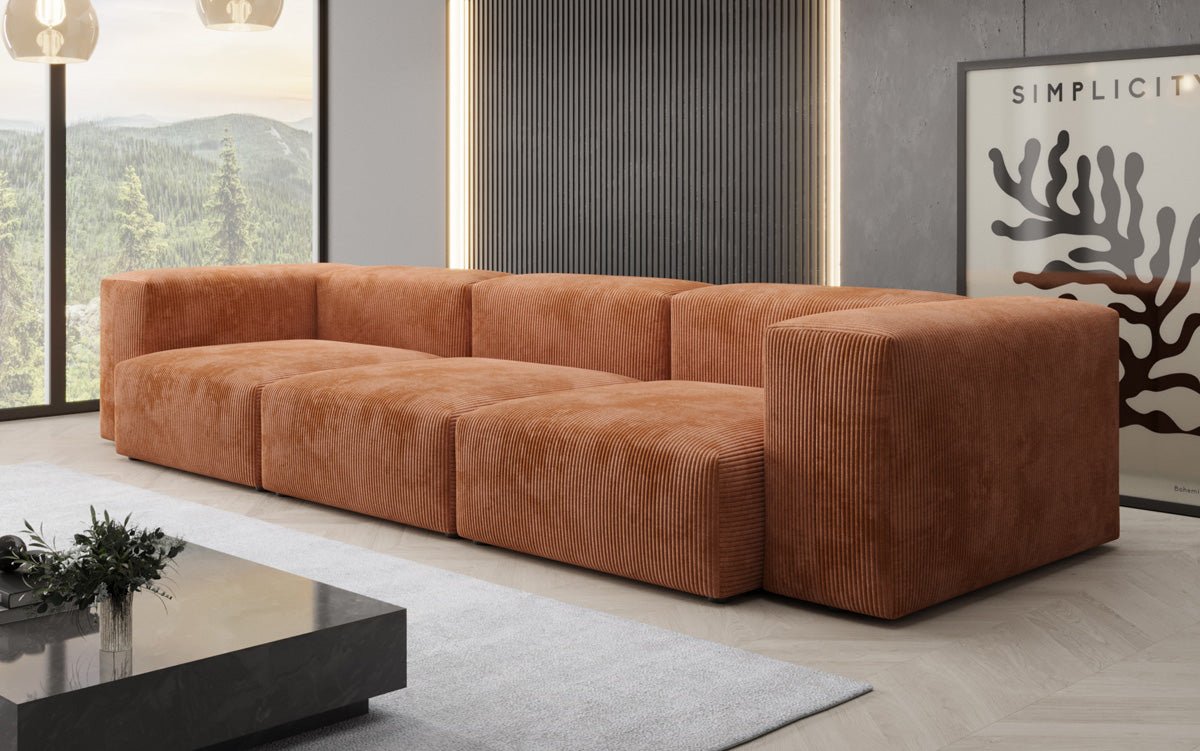 Designer 3-Sitzer Cord Sofa Snug – Gemütliches, Modernes Luxus Wohnzimmer Sofa