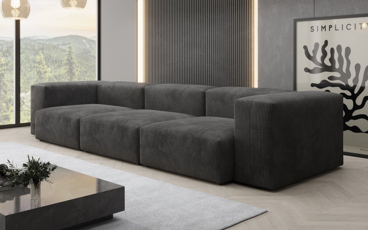 Designer 3-Sitzer Cord Sofa Snug – Gemütliches, Modernes Luxus Wohnzimmer Sofa