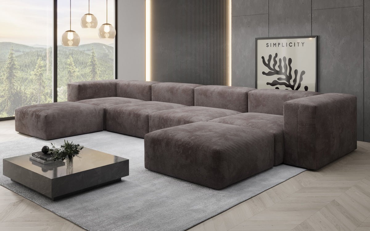 Luxuriöses U-Sofa Snug im Cord-Design – Modern, Gemütlich, Großzügig für Ihr Wohnzimmer