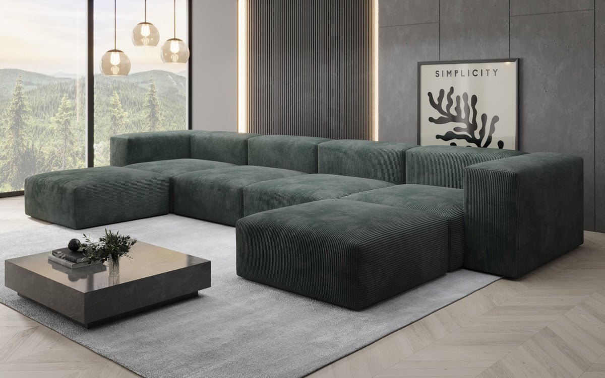 Luxuriöses Designer U-Sofa Snug aus Cordstoff – Gemütlichkeit trifft Stil