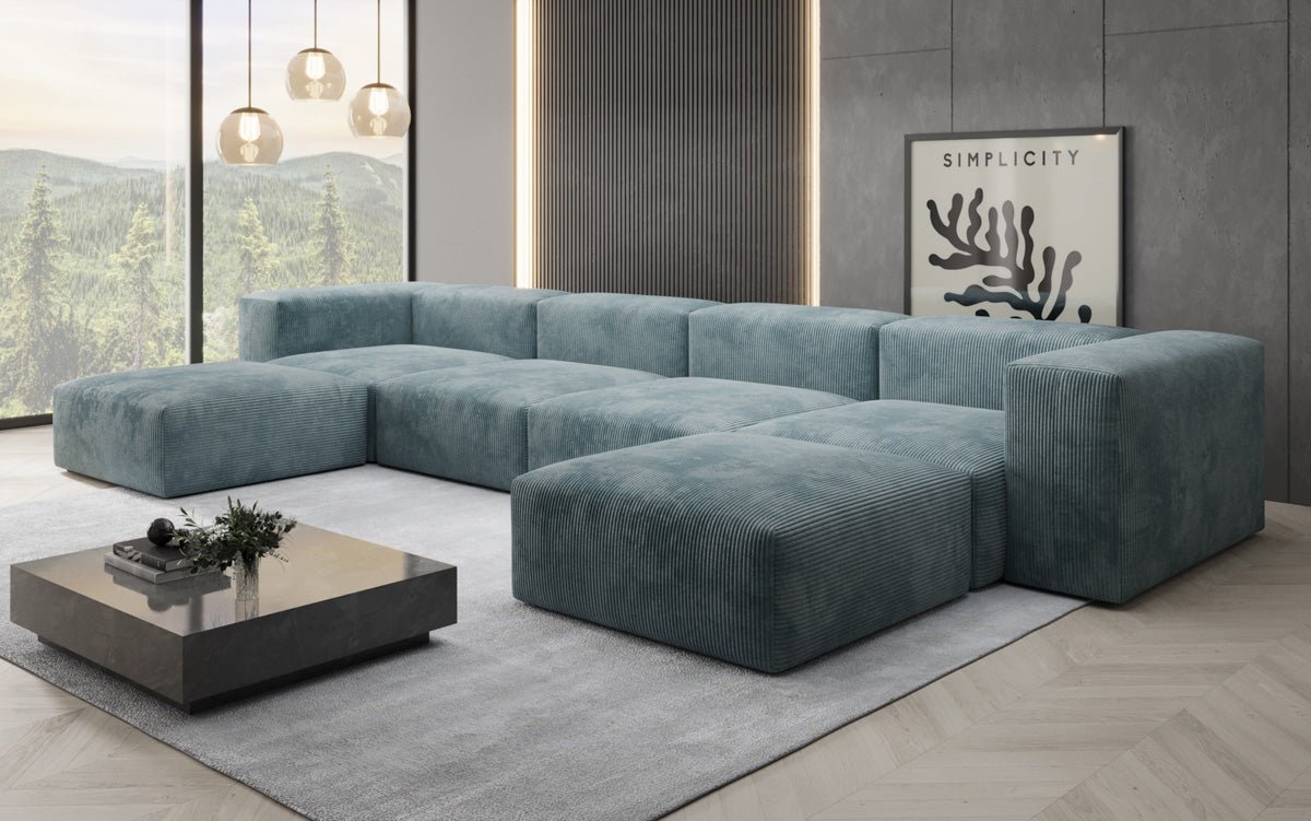 Luxuriöses Designer U-Sofa Snug aus Cordstoff – Gemütlichkeit trifft Stil