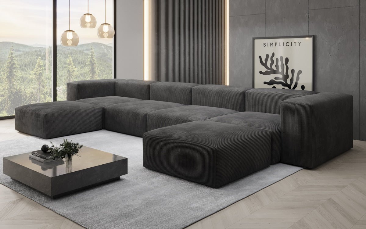 Luxuriöses Designer U-Sofa Snug aus Cordstoff – Gemütlichkeit trifft Stil