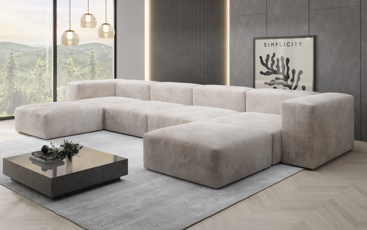 Luxuriöses U-Sofa Snug im Cord-Design – Modern, Gemütlich, Großzügig für Ihr Wohnzimmer