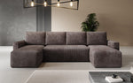 Lade das Bild in den Galerie-Viewer, Luxuriöses Designer U-Sofa Melva mit Schlaffunktion, Cord Bezug & Stauraum
