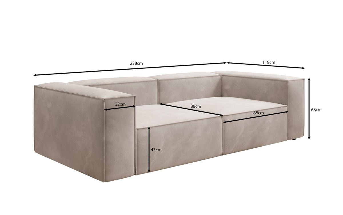 Luxuriöses Designer Samt Sofa Lesley 3-Sitzer – Eleganz trifft Komfort
