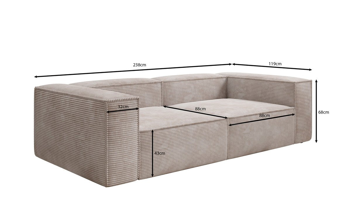 Luxuriöses 3-Sitzer Cord Sofa Lesley: Modernes Design & Komfort