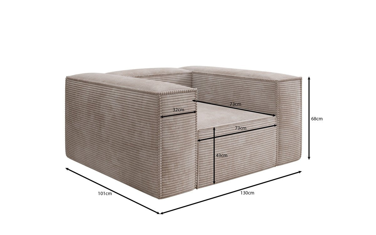 Lesley Designer Cord Sofa: Modernes, Bequemes Wohnzimmer-Sofa mit Robuster Polsterung