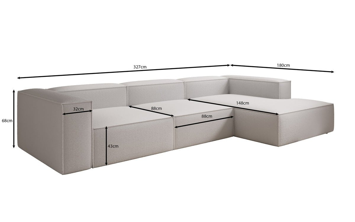 Designer Ecksofa Lesley L: Luxuriöser Bouclé, Modernes Design, Hoher Komfort