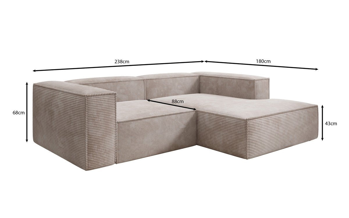 Luxuriöses Ecksofa Lesley L-Form in Cordstoff – Komfort trifft Design