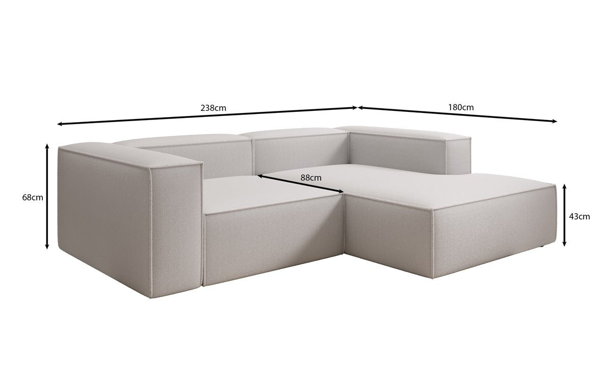 Luxuriöses Designer L-Sofa Lesley Bouclé Stoff Modern Bequem Wohnzimmer Couch