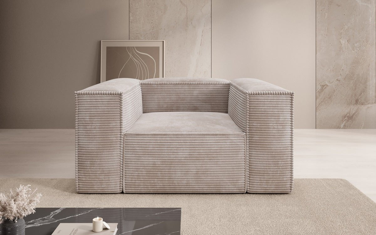 Lesley Designer Cord Sofa: Modernes, Bequemes Wohnzimmer-Sofa mit Robuster Polsterung