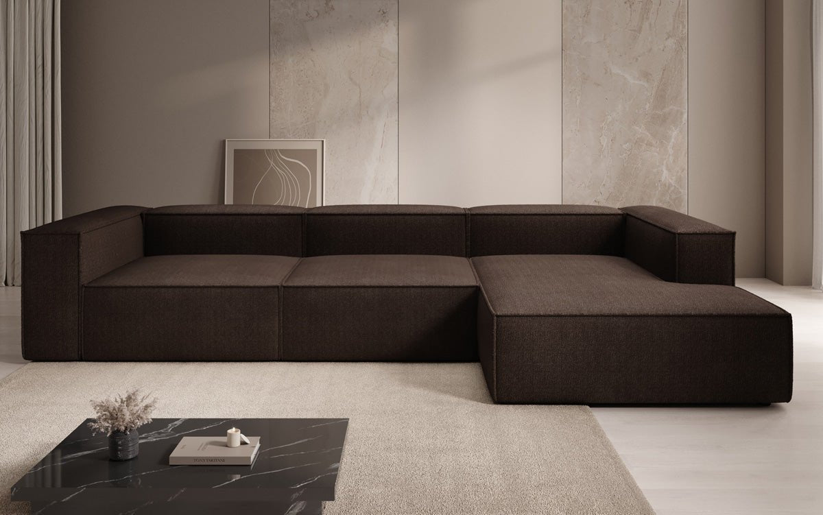 Designer Ecksofa Lesley L: Luxuriöser Bouclé, Modernes Design, Hoher Komfort