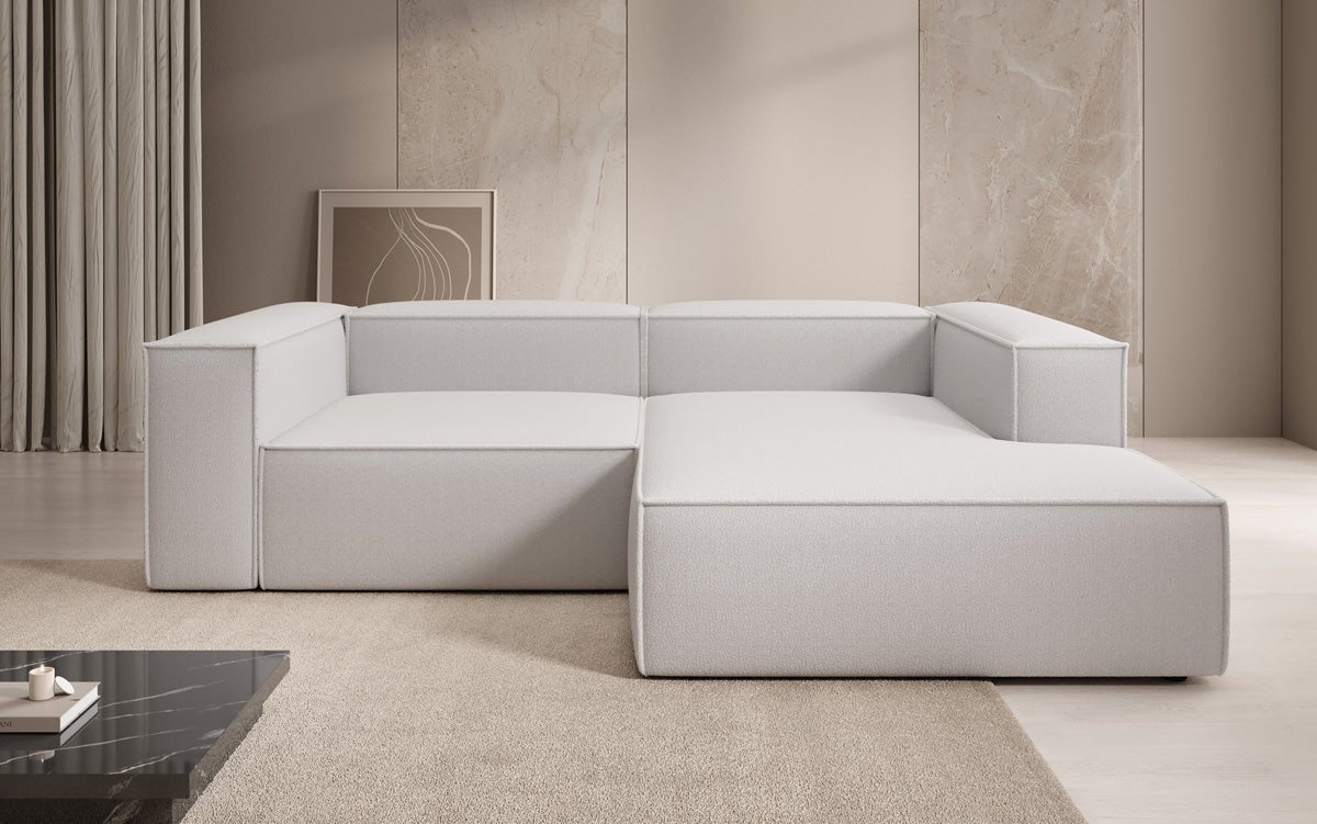 Luxuriöses Designer L-Sofa Lesley Bouclé Stoff Modern Bequem Wohnzimmer Couch