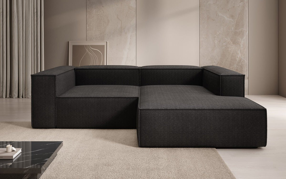 Luxuriöses Designer L-Sofa Lesley Bouclé Stoff Modern Bequem Wohnzimmer Couch