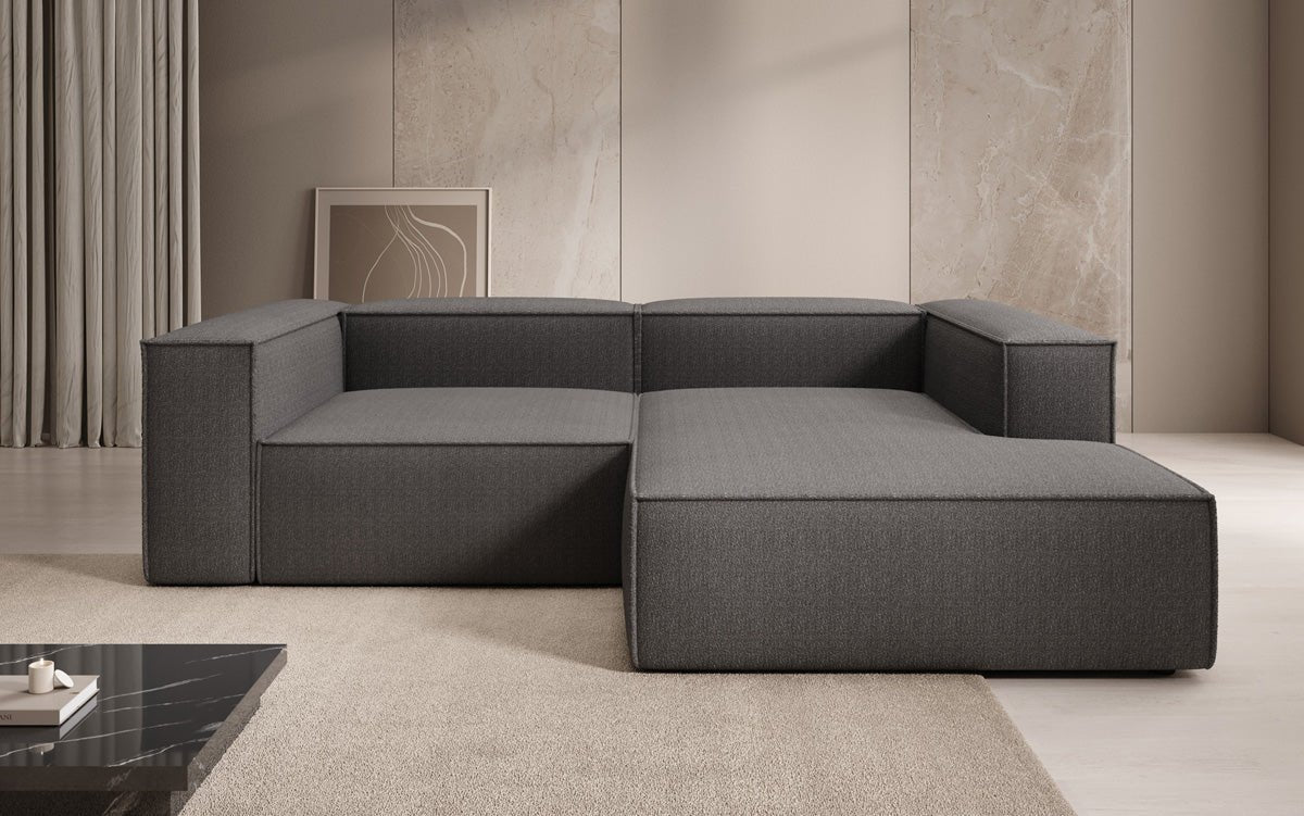 Luxuriöses Designer L-Sofa Lesley Bouclé Stoff Modern Bequem Wohnzimmer Couch