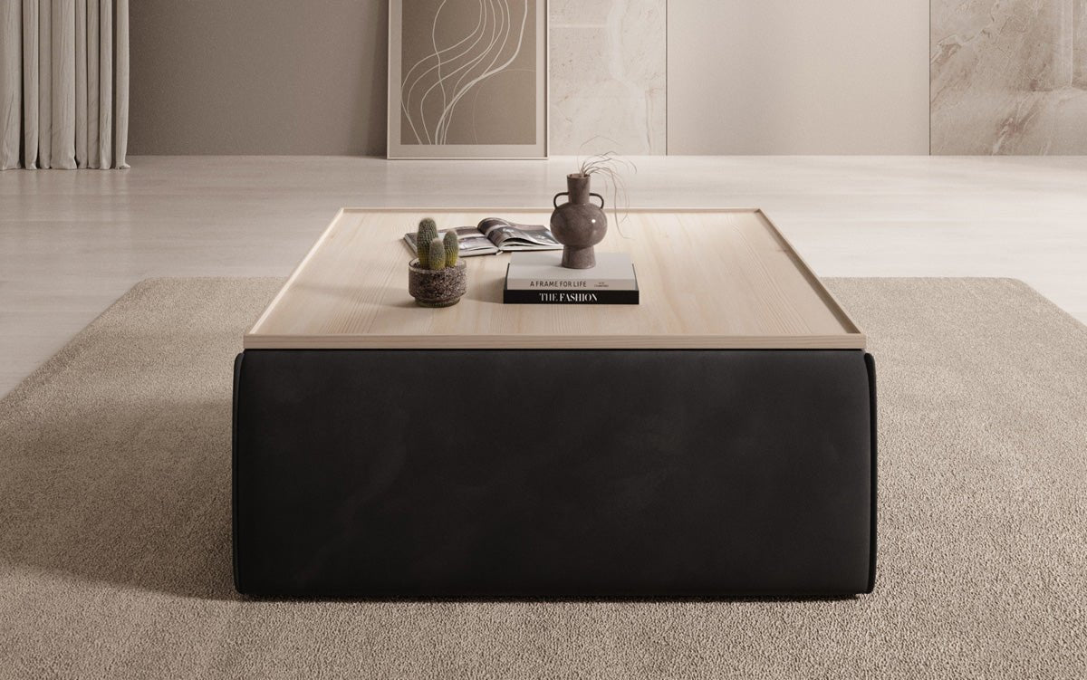 Lesley Samt-Hocker: Eleganter Couchtisch mit Verstecktem Stauraum – Dein Vielseitiger Blickfang