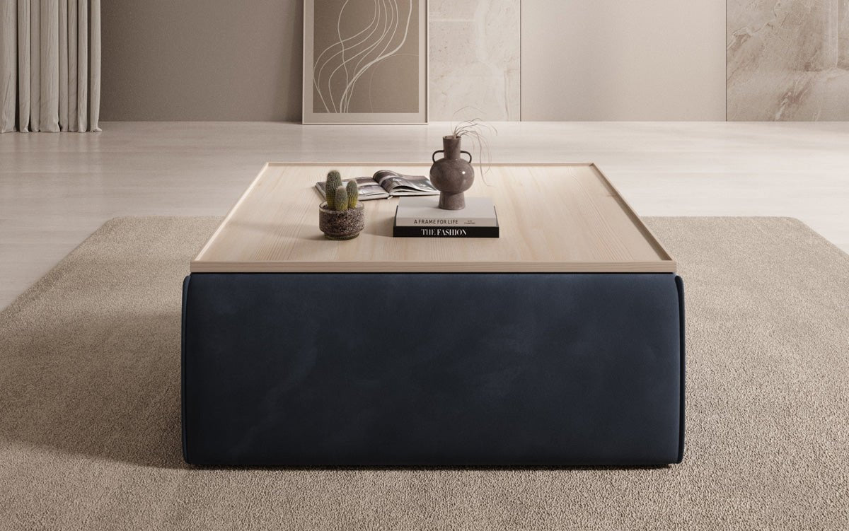 Lesley Samt-Hocker: Eleganter Couchtisch mit Verstecktem Stauraum – Dein Vielseitiger Blickfang