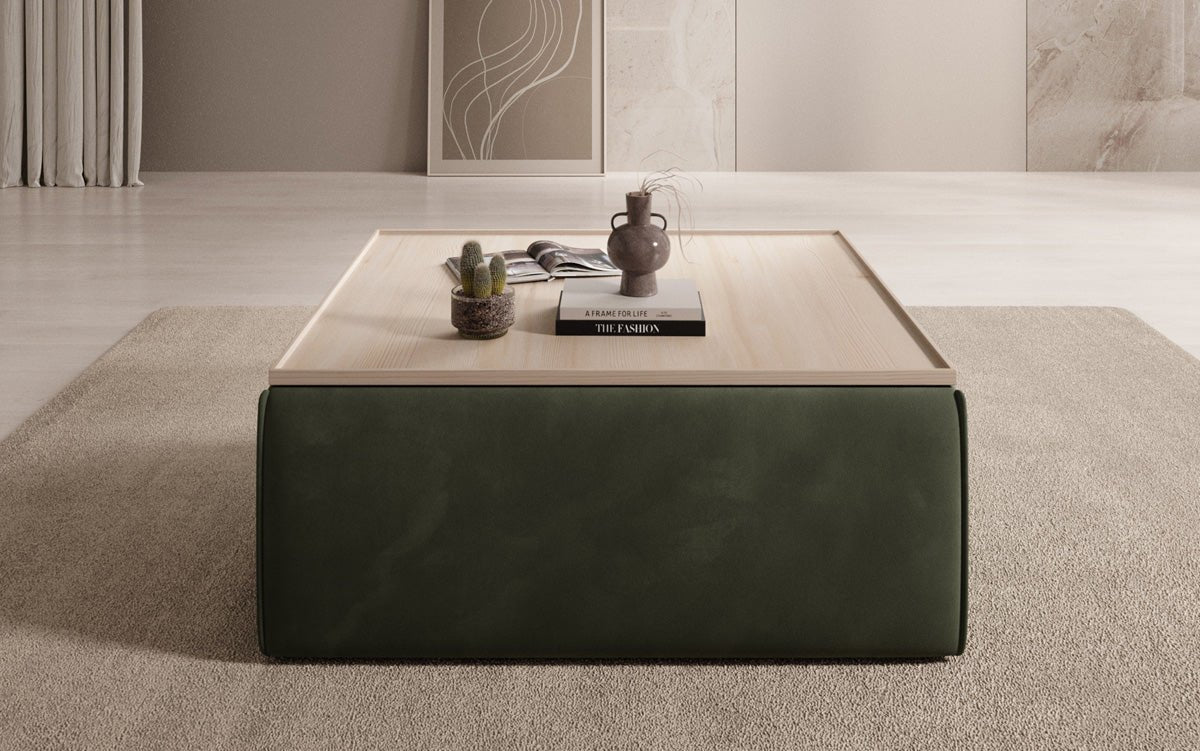 Lesley Samt-Hocker: Eleganter Couchtisch mit Verstecktem Stauraum – Dein Vielseitiger Blickfang