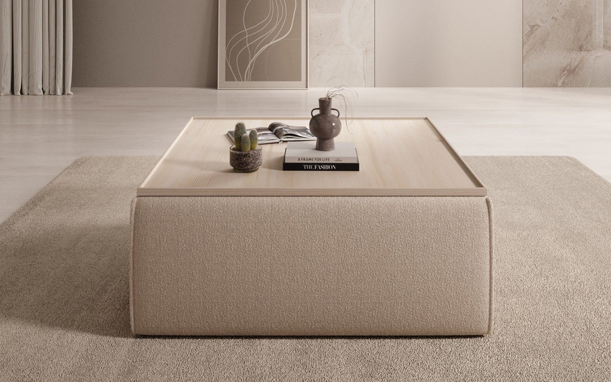 Lesley Bouclé Hocker Couchtisch mit Stauraum – Vielseitiges Möbelstück für Ihr Zuhause