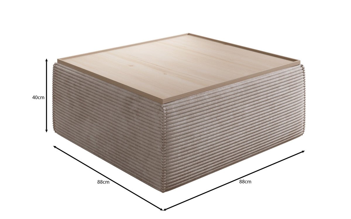 Lesley Multifunktionaler Cord-Beistellhocker mit Verstecktem Stauraum und Tischfunktion