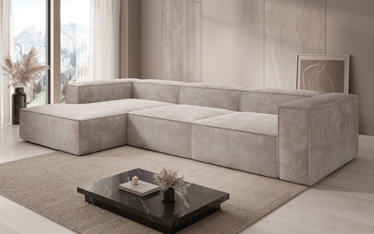 Gemütliches Lesley Cord-Ecksofa: Modernes L-Sofa für Stilvolles Wohnen