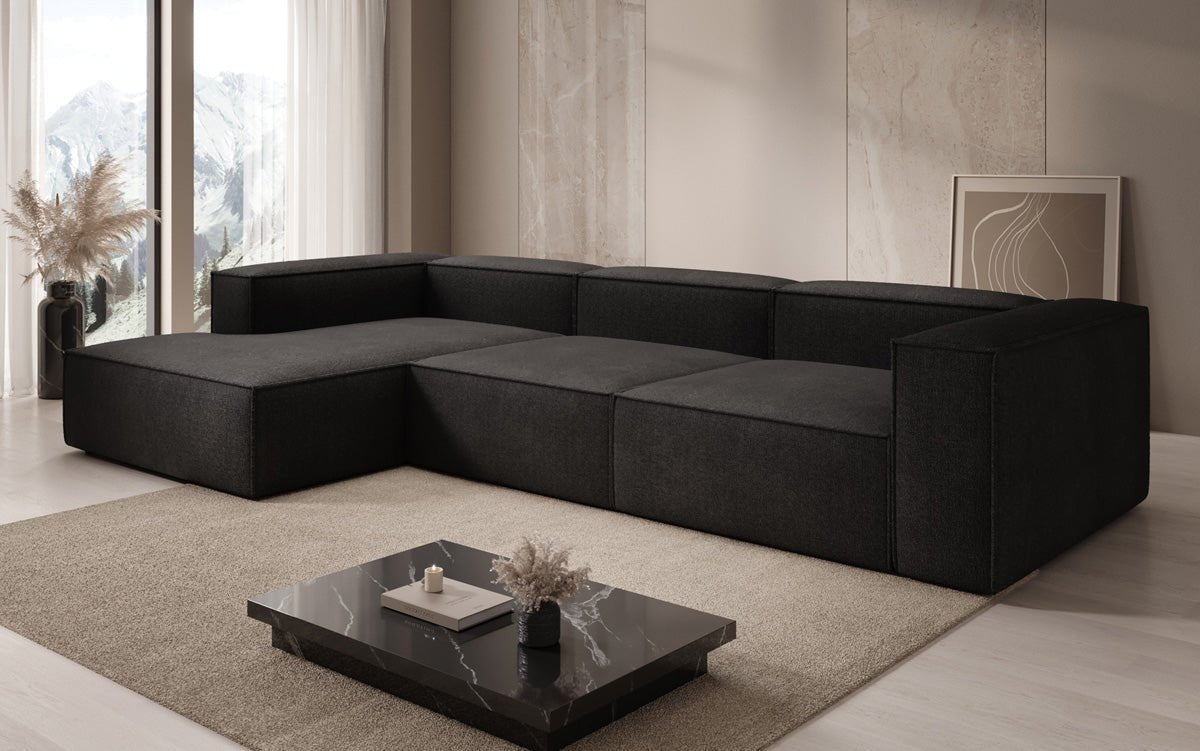 Designer Ecksofa Lesley L: Luxuriöser Bouclé, Modernes Design, Hoher Komfort