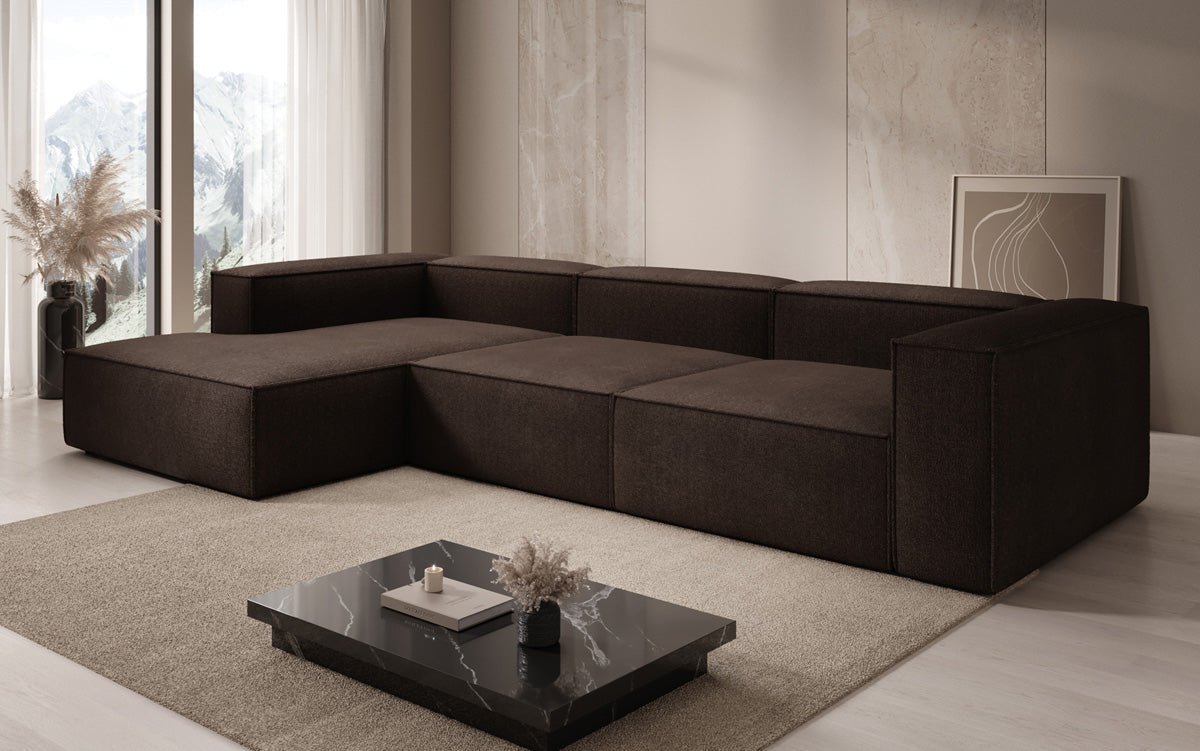 Designer Ecksofa Lesley L: Luxuriöser Bouclé, Modernes Design, Hoher Komfort