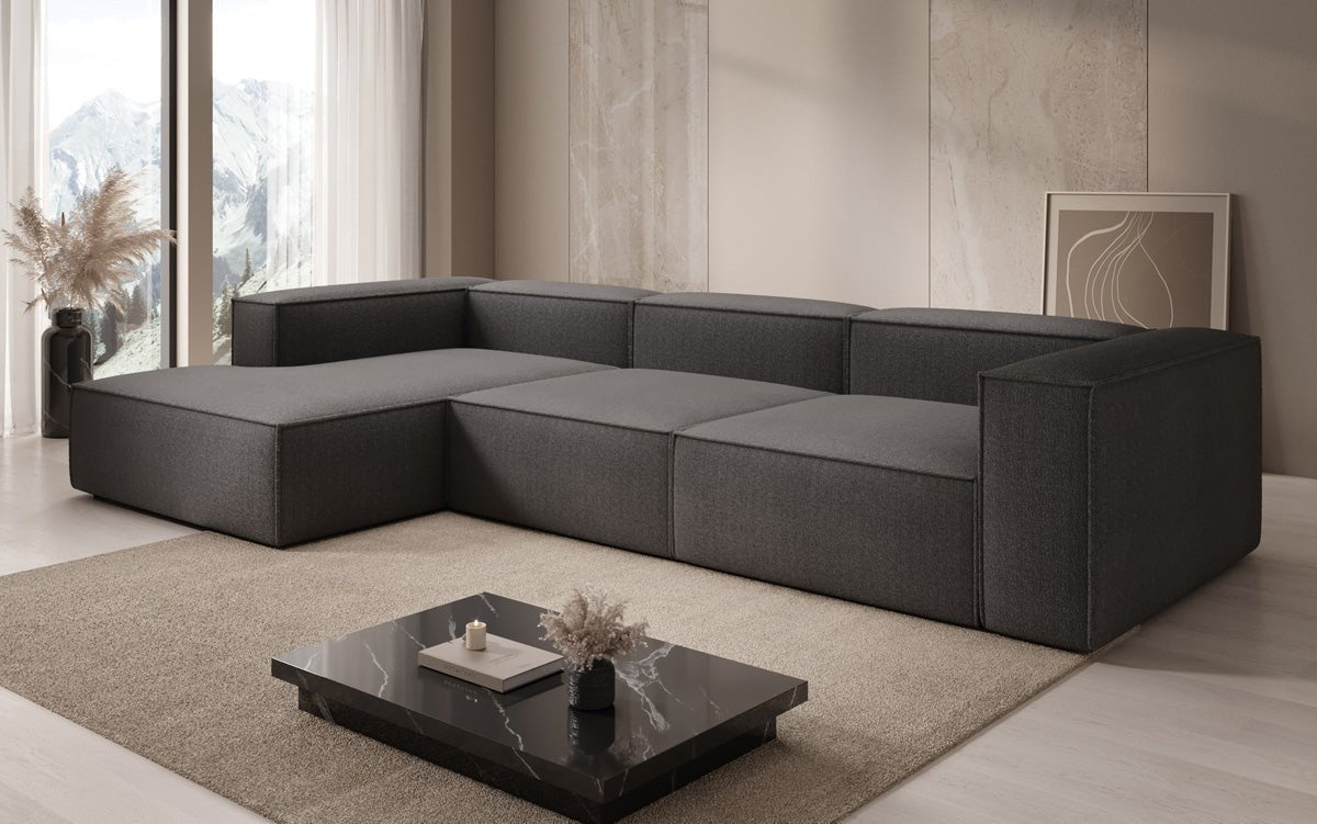 Designer Ecksofa Lesley L: Luxuriöser Bouclé, Modernes Design, Hoher Komfort