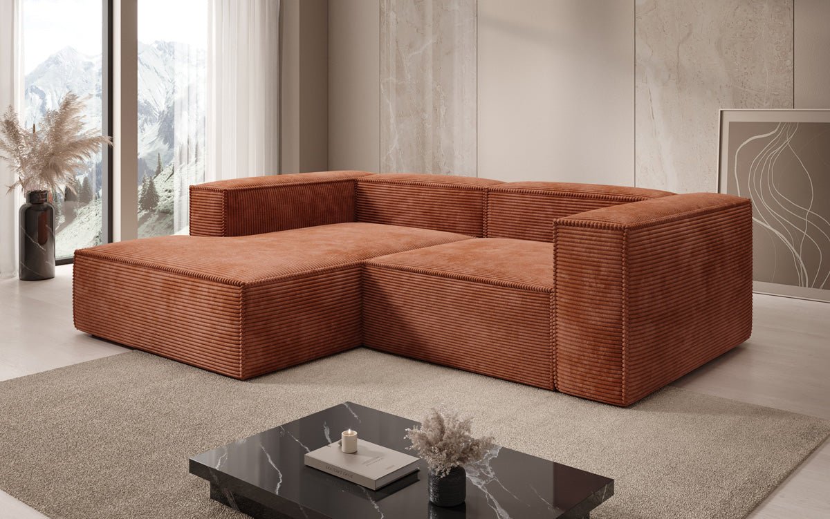 Luxuriöses Ecksofa Lesley L-Form in Cordstoff – Komfort trifft Design