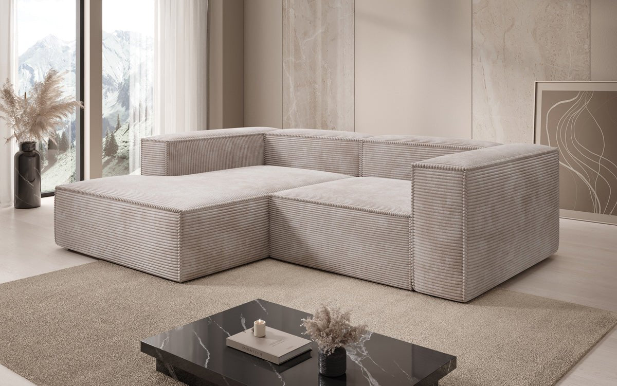 Luxuriöses Ecksofa Lesley L-Form in Cordstoff – Komfort trifft Design