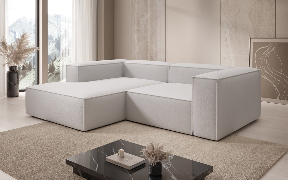 Luxuriöses Designer L-Sofa Lesley Bouclé Stoff Modern Bequem Wohnzimmer Couch