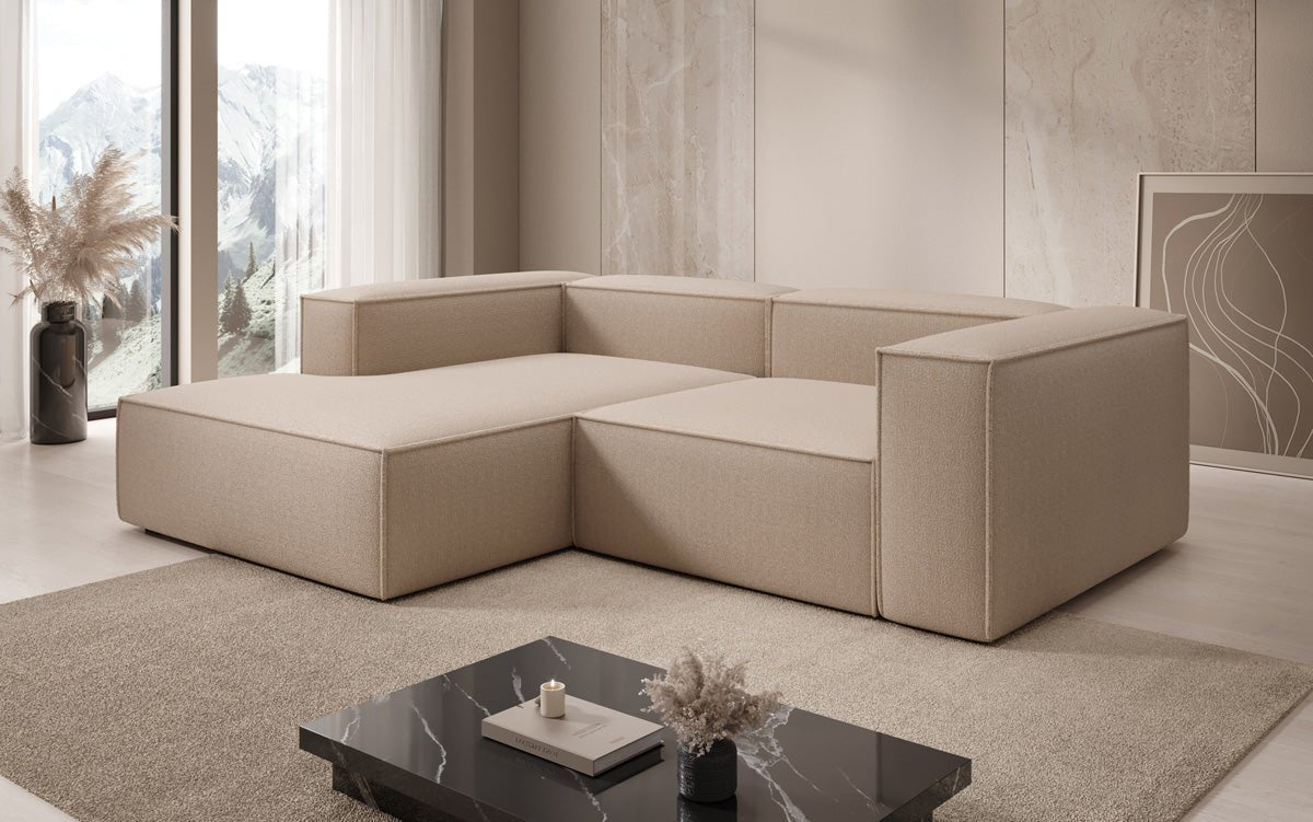 Luxuriöses Designer L-Sofa Lesley Bouclé Stoff Modern Bequem Wohnzimmer Couch