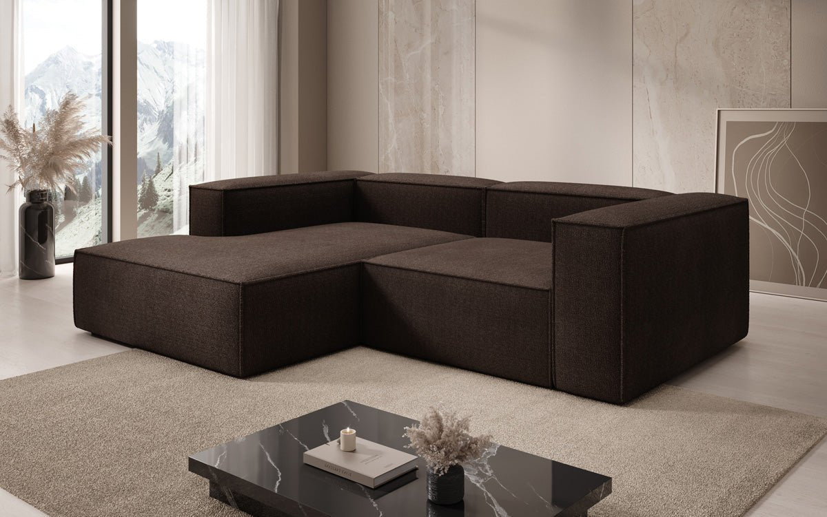Luxuriöses Designer L-Sofa Lesley Bouclé Stoff Modern Bequem Wohnzimmer Couch