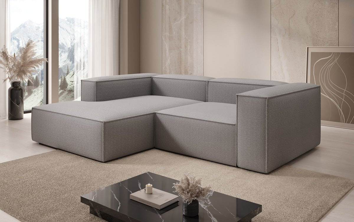 Luxuriöses Designer L-Sofa Lesley Bouclé Stoff Modern Bequem Wohnzimmer Couch