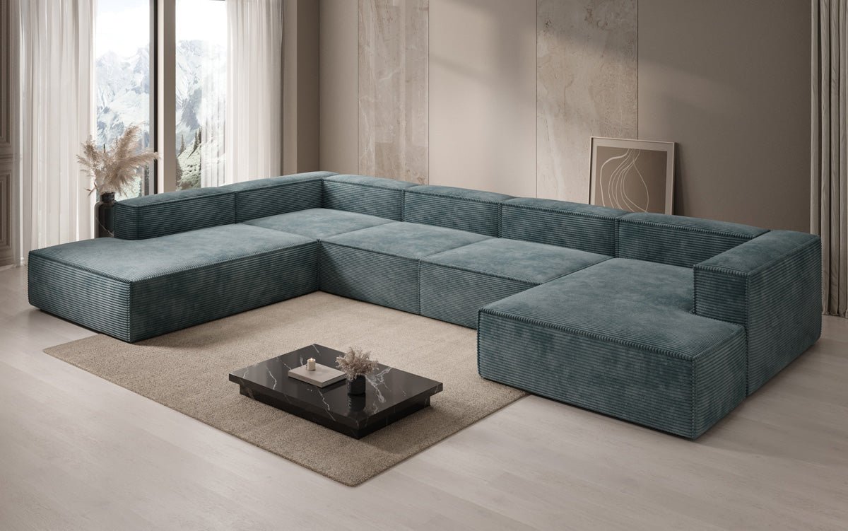 Luxuriöses Lesley U-Form Cordsofa XXL – Modernes Design für Ihr Wohnzimmer