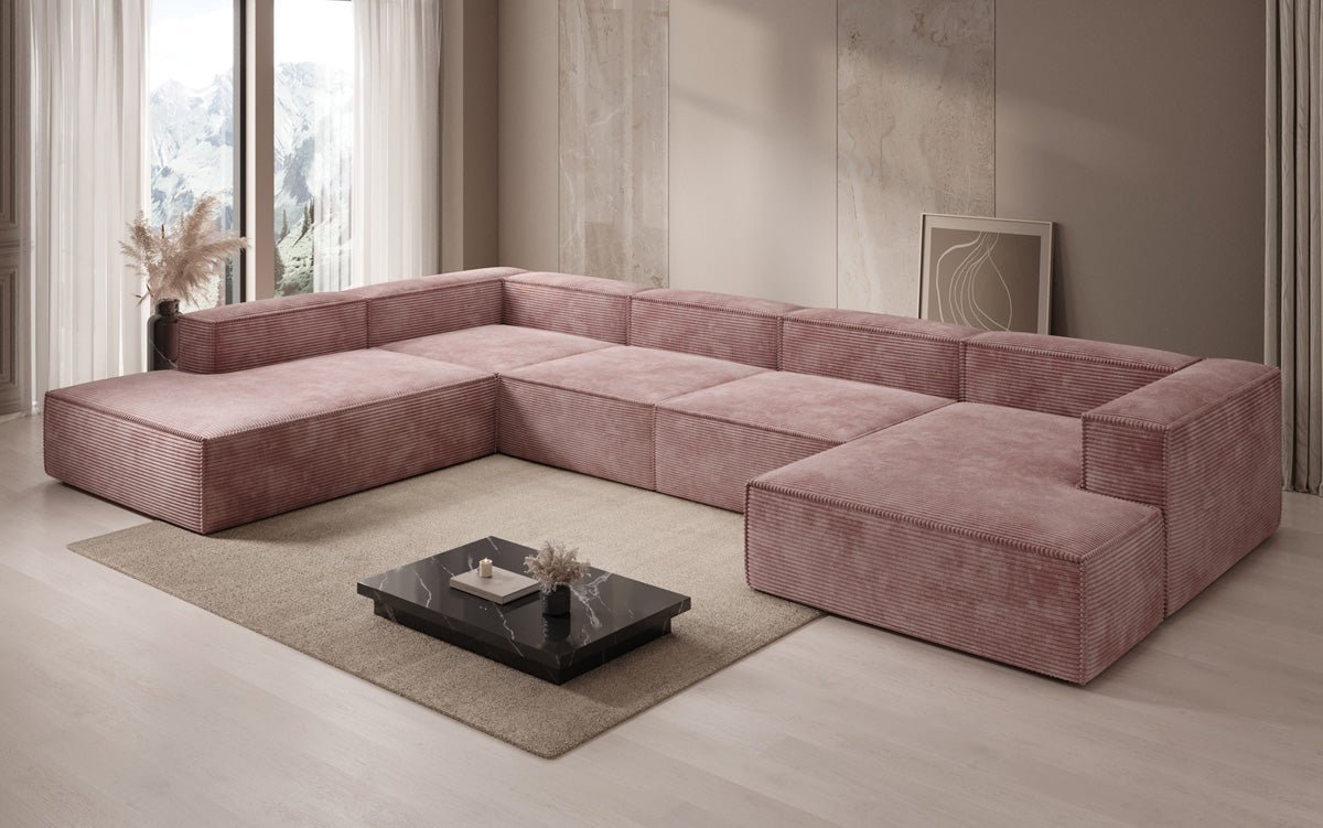 Luxuriöses Lesley U-Form Cordsofa XXL – Modernes Design für Ihr Wohnzimmer