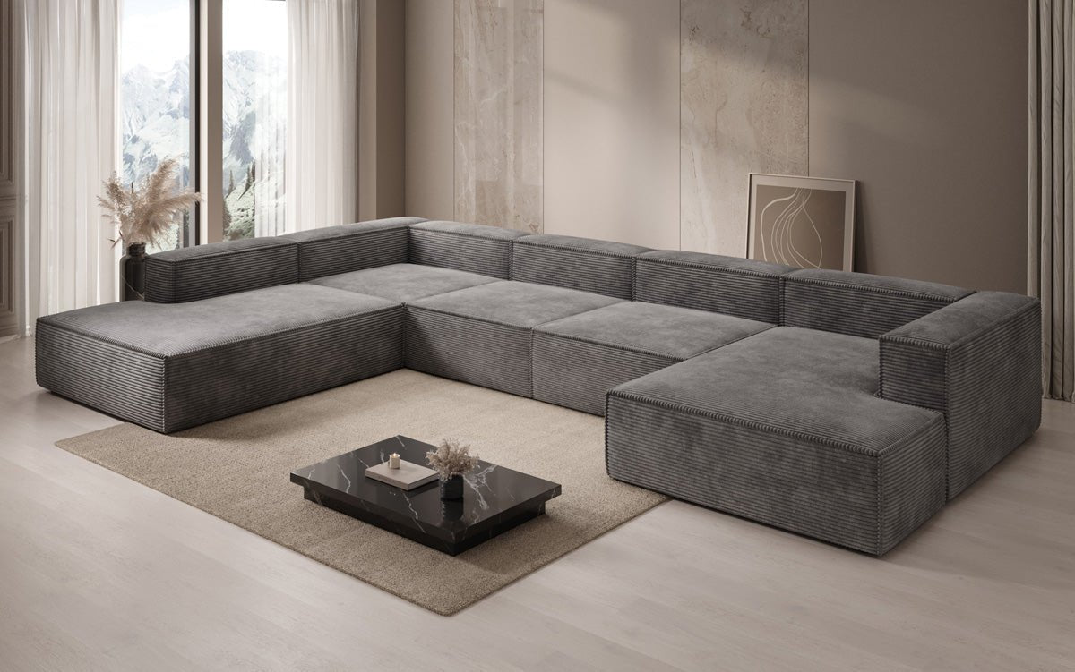 Luxuriöses Lesley U-Form Cordsofa XXL – Modernes Design für Ihr Wohnzimmer